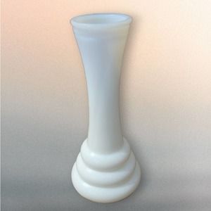 Vintage Randall Milk Glass 3 Ring Flower Bud Vase 6" Beehive 1950's
